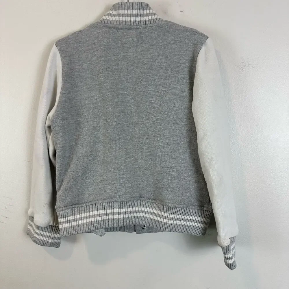 Barque Boys Sweatshirt Cardigan Jacket Varsity Gray White Snap Buttons 5 5T